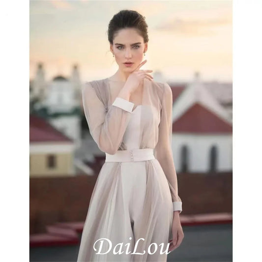 Jumpsuit Pants Evening Dresses Prom Gowns Dark Navy Formal Event Suit Boho vestido de Long Sleeve Evening Party Dress.