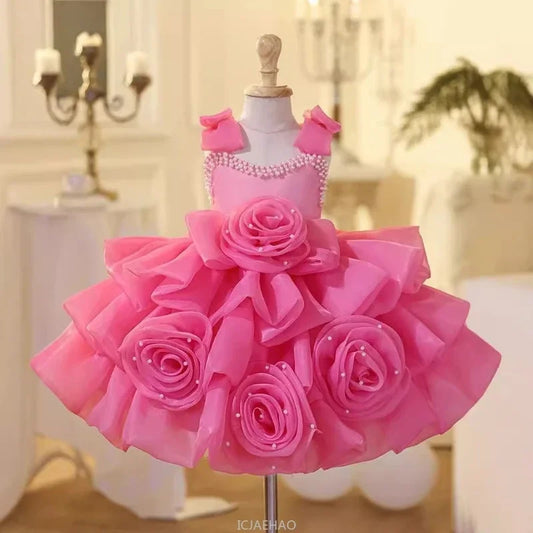 2025 Prinzessinnenkleid zum ersten Geburtstag für Mädchen, neue Hochzeit, Blumenmädchen, Klavieraufführung, Host-Kleid, Party-Kleidung, Outfits, passendes Bankett.