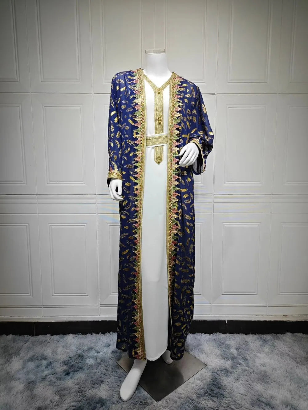 Muslim Abaya 3 Piece Set Women Party Dresses Cardigan Robe Sashes Suit Bronzing Jalabiya Ramadan Morocco Dubai Kaftan Vestidos