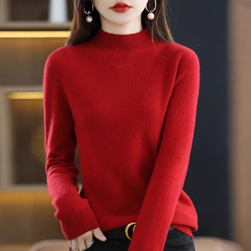 2025 Women's Casual Knit Tops Half-neck Pullover In Autumn And Winter New Cashmere Sweater Women's Coat 19 Colors
