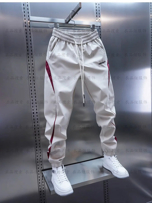 Men's Trendy Vintage Contrast Color Streetwear Sports Joggers Casual Pants Y2K High Street Splicing Sweatpants Pantalones Hombre.