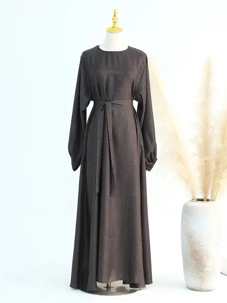 Ramadan Eid Satin Dubai Long Modest Dress Abaya Damen Islam Muslim Kaftan African Dresses For Women Kebaya Robe Femme Musulmane
