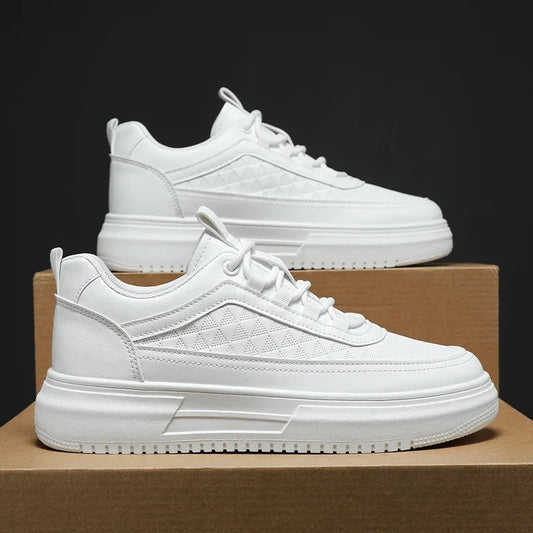 Fashion White Men Casual Sneakers Outdoor Platform Runing Shoes Breathable Mens Sport Shoes Light Walking Shoes Tennis Shoes.