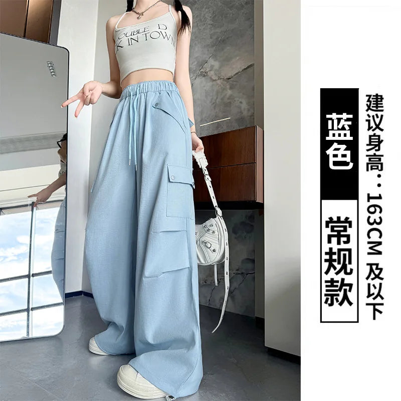 Amerikanischer Fallschirm mit niedriger Taille für Damen im Frühling und Herbst 2022, neue Bergsteiger-Jogginghose mit weitem Bein, schlanke Sport-Arbeitshose | H&D Shop