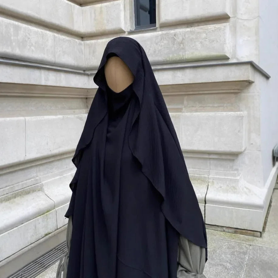 2025 Summer Muslim Women's Hijabs Traditional Soft Plain Scarf Khimar One Layer Stretch Soft Split Traditional Zip Chador