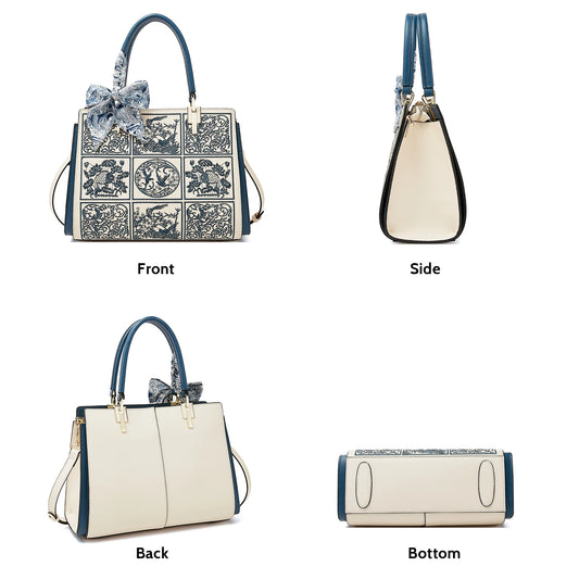 FOXER Split Leather 2025 Autumn Winter New Large Tote Handbag Women's Shoulder Bag Chinese Classic Embroidery Best Gift for Mom.