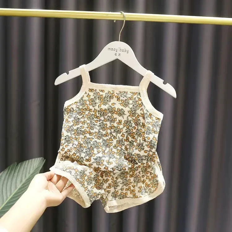 Baby Kleidung Sets Sommer Kleinkind Mädchen Strap Anzüge Baumwolle Druck Baby Jungen Tops T und Shorts Infant Trainingsanzug Neugeborenen Sets