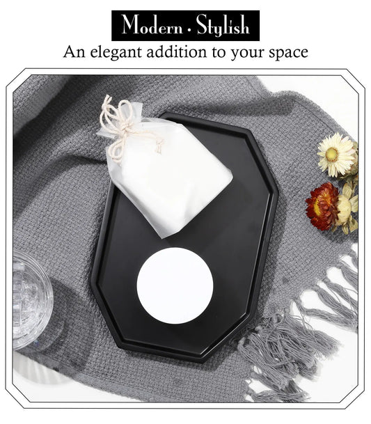 Octagon Bathroom Vanity Tray Resin Decorative Perfume Tray Jewelry Ring Dish Tray Vanity Tray for Bathroom Candle Perfume Soap.