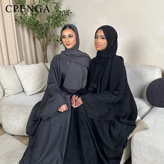 Luxury 2 Piece Muslim Outift Sets for Women Ramadan Dubai Hijab Abaya Dress Islamic Party Kaftan Robe Elegant Turkey Gown 2025.