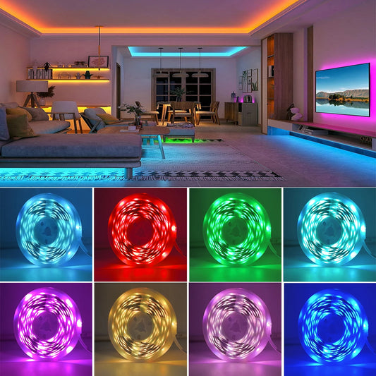 RGB-LED-Streifenlichter, 5 m, 10 m, 20 m, 30 m, LED-Raumlicht mit APP-Steuerung, flexibles Band, Luces-LED-Band für Zimmer, Schlafzimmer, Dekoration.
