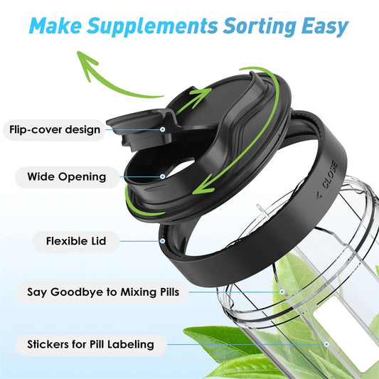 7 Grids Large Capacity Cup Storage Box Vitamin Medicine Fish Oil Portable Travel Medicine Dispenser Sealed Pill Storage Box.