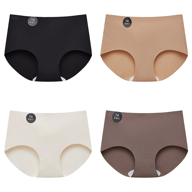 FalllSweet 4PCS Seamless Panties for Woman Ice Silk Underwear Soft Thin Briefs Women's Underpants Fashion Sexy Female Lingerie