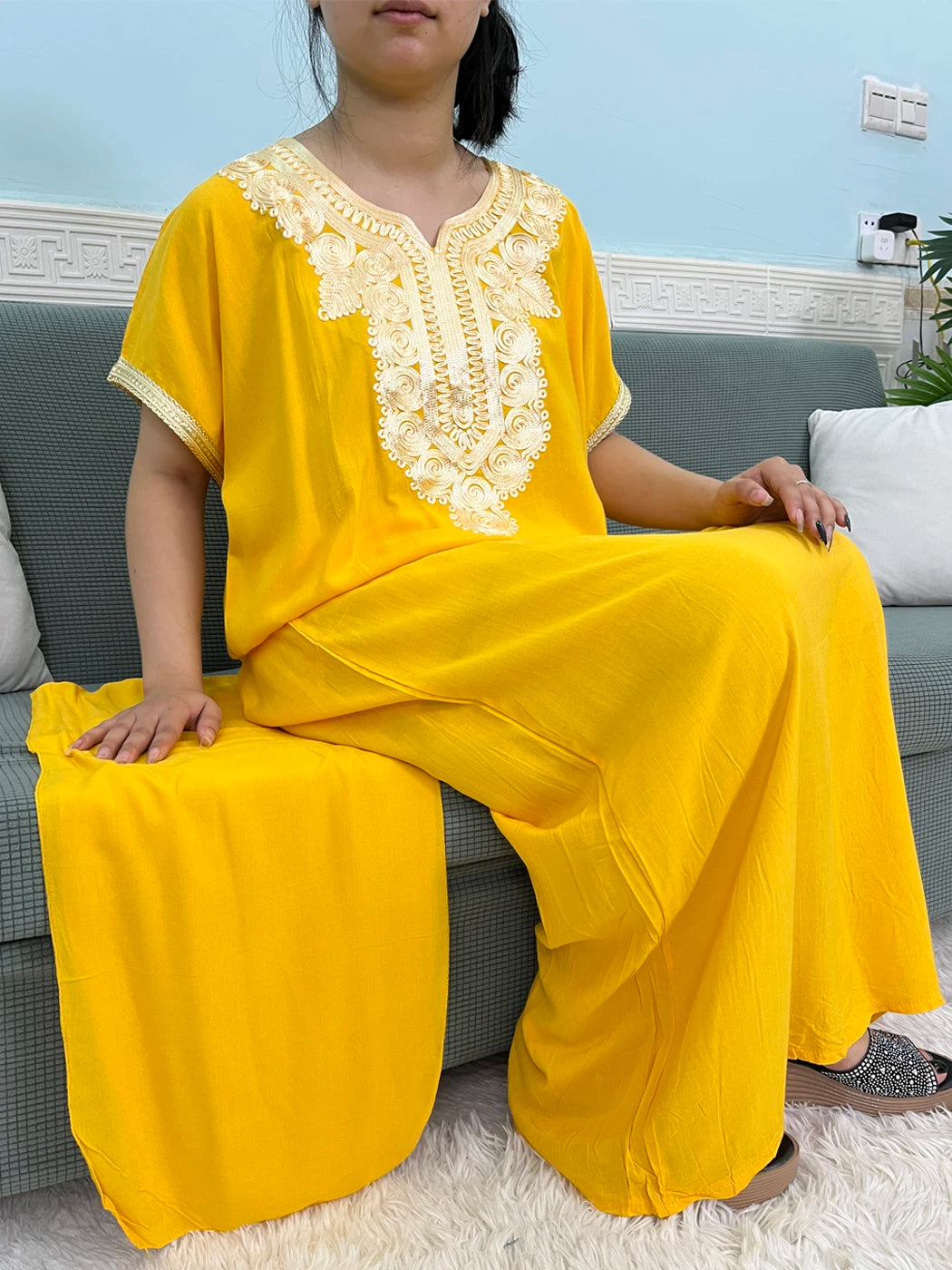 Muslimische Reine Abayas Für Frauen Dubai Baumwolle Applikationen Lose Fit Femme Robe Türkei Islam Traditionelle Kleider Mit Kopftuch Turban