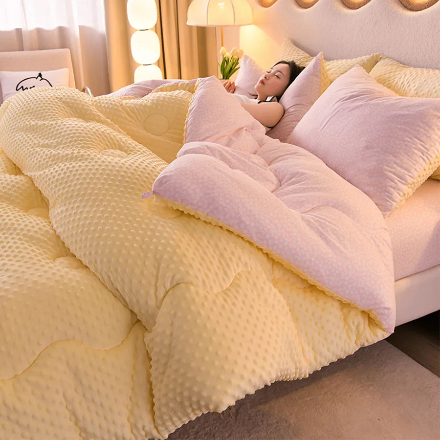 KDJEIKZ Microfiber is thickened by 3D beanie velvet to protect the warm winter blanket by single double fall and winter