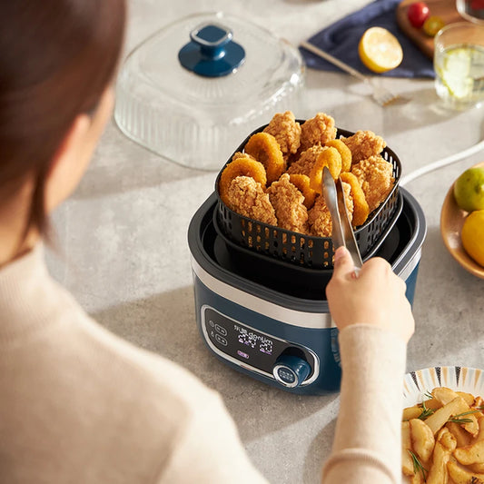 2.5L Smart Electric Air Fryers Oil-free Automatic Household Kitchen 360°Baking Convection Oven Deep Fryer Visible Window 220V.