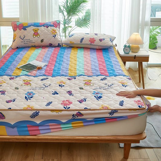 Printed Bedspread Bed 90/120/150/180cm Cover Thicken Bed Linen Sheets fundas de colchón Non-slip Mattress Covers (No Pillowcase).