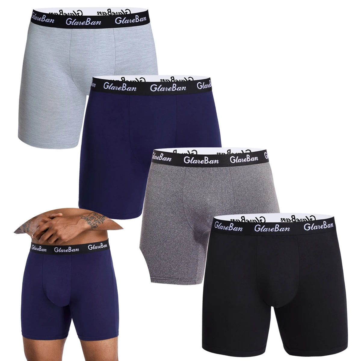 4 stücke Set Mid-Lange Boxer Shorts männer Unterwäsche Männliche Unterhose für Männer Homme Boxershorts Slips Weiche Höschen marke Sexy