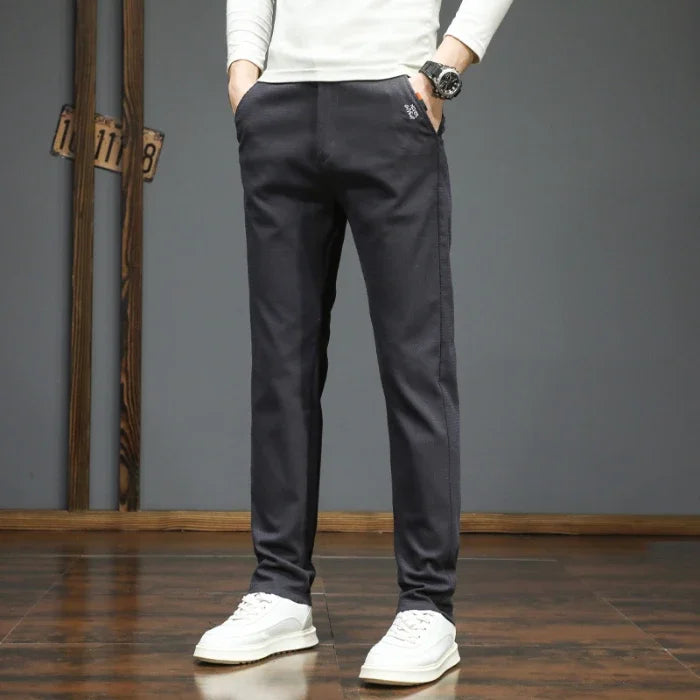 Autumn Winter New Men's Casual Pants Korean Fashion Stretch Straight Slim Fit Trousers High Quality Sweatpants Solid Color Male