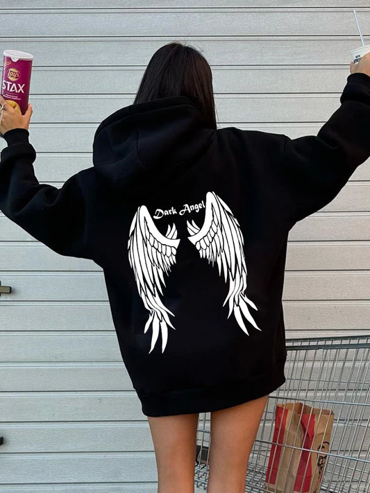 Blessyuki Herbst Winter Gothic Streetwear Print Hoodies Frauen neue lässige Retro gewaschen Plus Size Pullover weibliche Baumwolle Top.