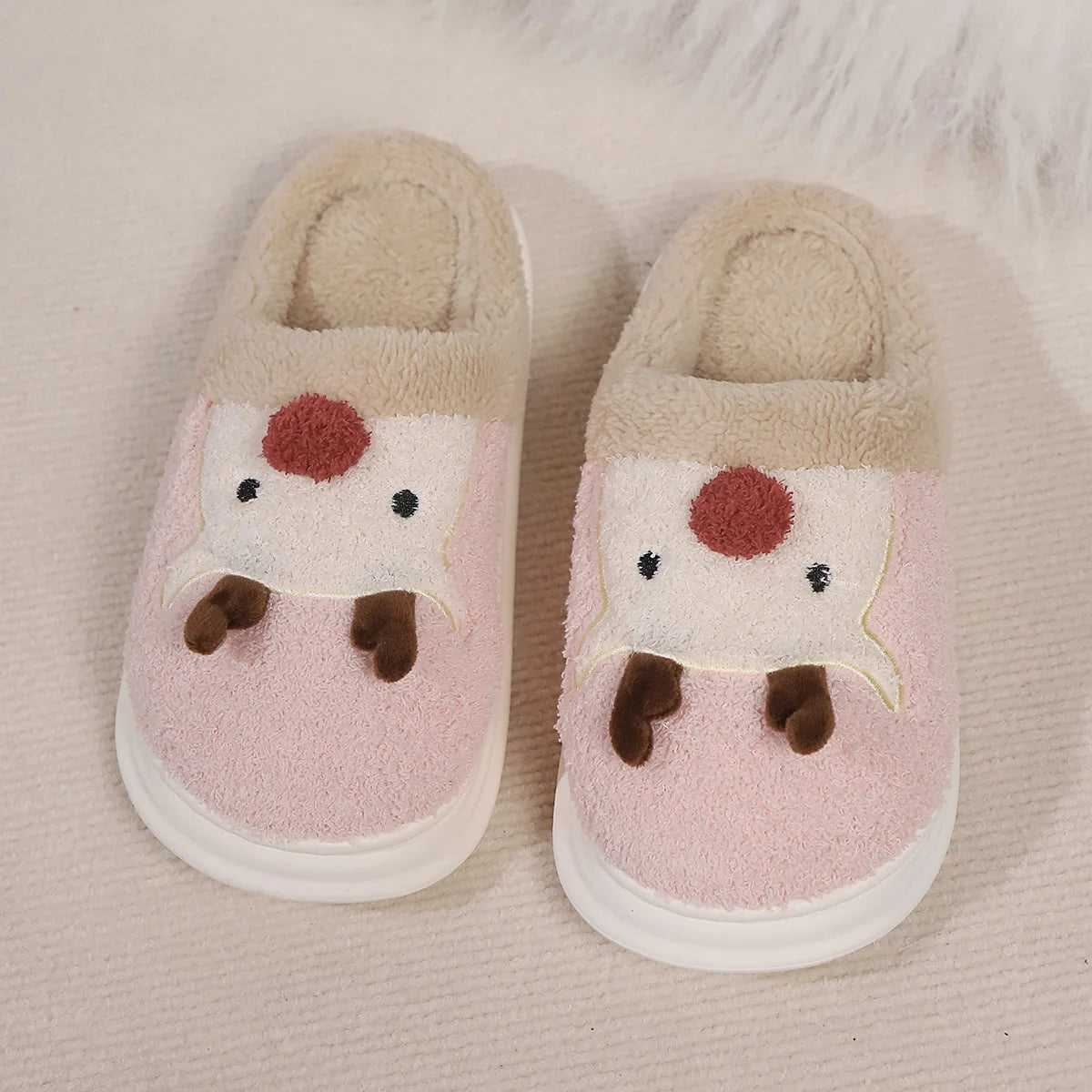 Smile PoP Cute Women Slippers Indoor Fuzzy Women House Slippers Classic Cartoon Casual Home Shoes Warm Bedroom Animals Shoes
