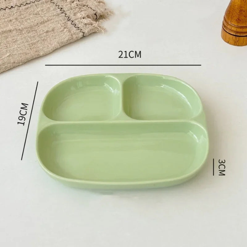 3Grid Plates for Food Dinner Plates Dinnerware Dining Compartment Plate Serving Dishes Salad Kitchen Eco-friendly Tableware