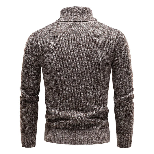 Autumn Winter Fleece Sweater Men Thicker Turtleneck Warm Pullover Slim Fit Man Clothes Luxury Brand Black Brown Jumpers Elastic.