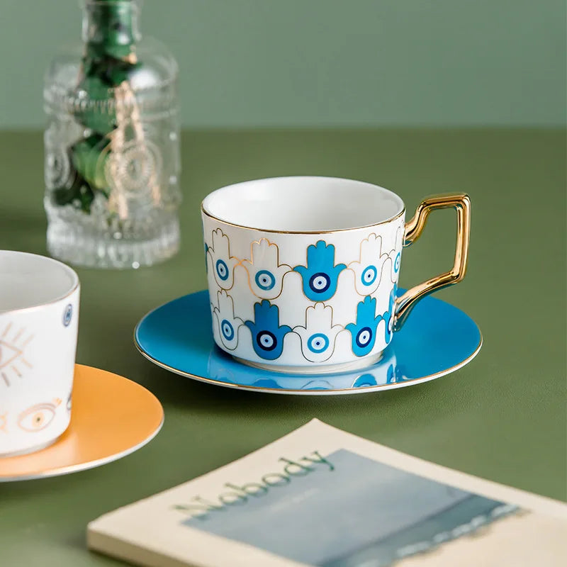 Blue Eye Ceramic Coffee cup European Fashion Coffee cup Dish Set Home Afternoon Tea Tea Cup tea cups and saucer sets coffee cup.