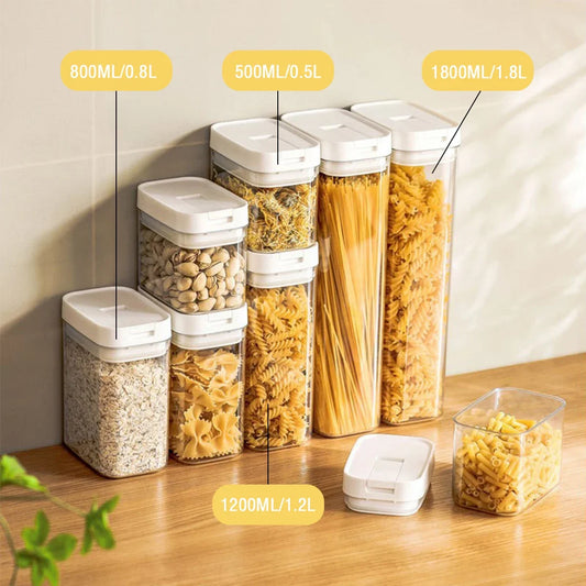 Pasta Storage Box Transparent Plastic Grain Seal Tank Spaghetti Storage Container Moisture-Proof Snack Jar Kitchen Food Tank.