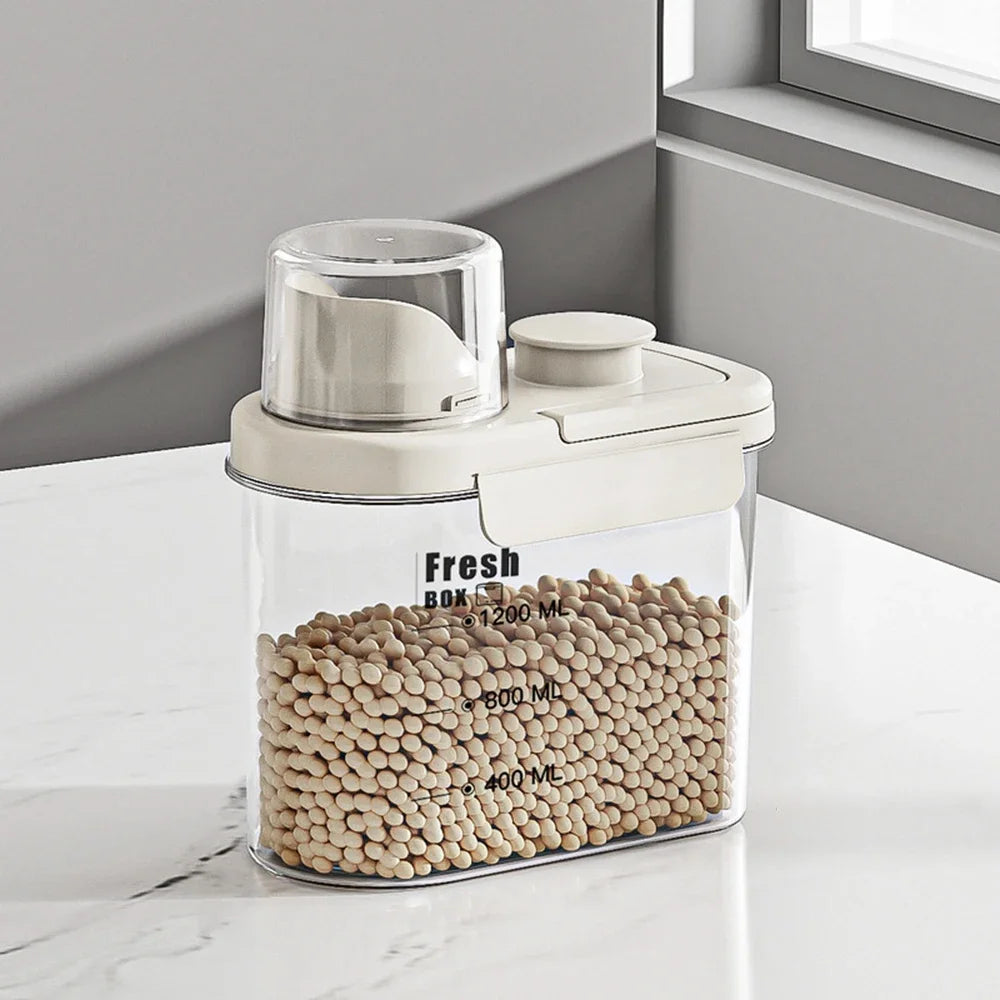 1600ml Rice Bucket Flour Container, Sealed Anti-Insect Storage Jar, Kitchen Grain Storage Box, Moisture-Proof Food Storage Bin.