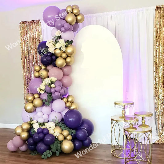 139 Stücke Dunkellila Licht Ballon Girlande Bogen Kit Metall Lila Gold Latex Ballons Hochzeit Party Braut Baby Dusche Geburtstag Dezember.