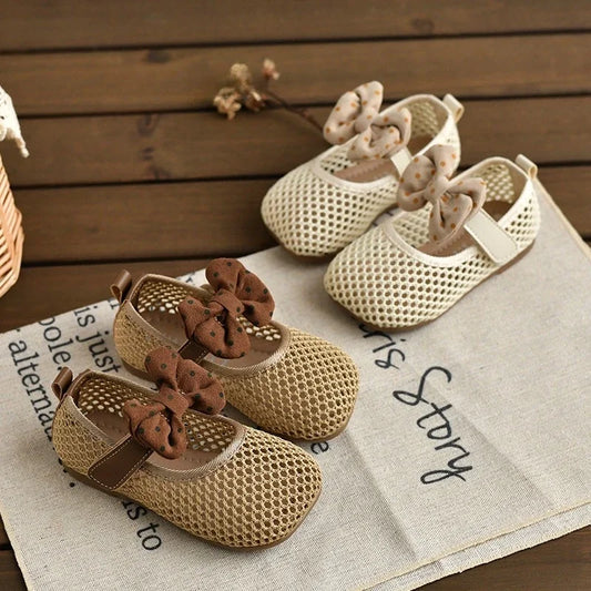 Children Girls Mesh Sandals Baby Summer Toddlers Fashion First Walker Shoes Causal Bowknot Sweet Kids Soft Sandals Breathable.
