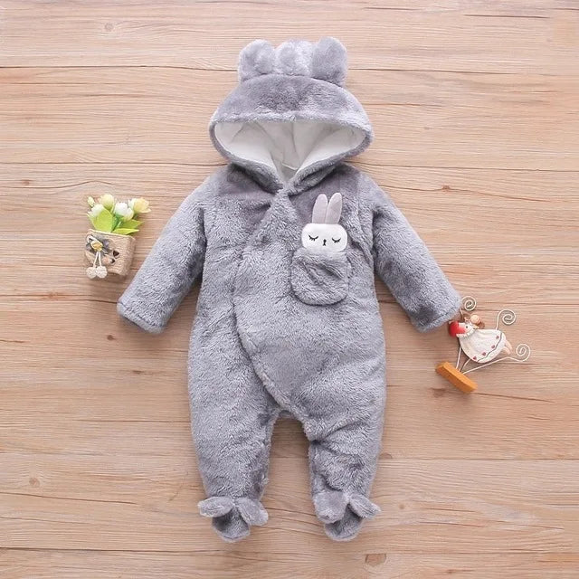 Herbst und Winter Neue Baby Plüsch Klettern Kleidung Baby Warme und Dicke Cartoon Hund Kaninchen Nette Baumwolle Kleidung für 0-2 jahre