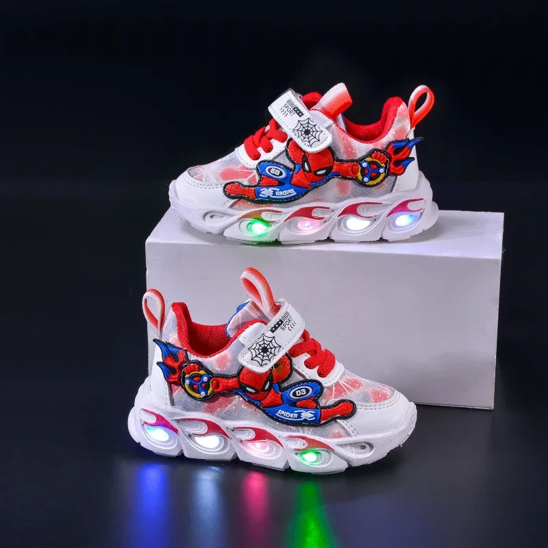 Disney Fashion Spiderman Baby Boys Sneakers Spring/autumn Children's Shoes Lighted Sneaker Trendy Kids Boy Sports Casual Shoes