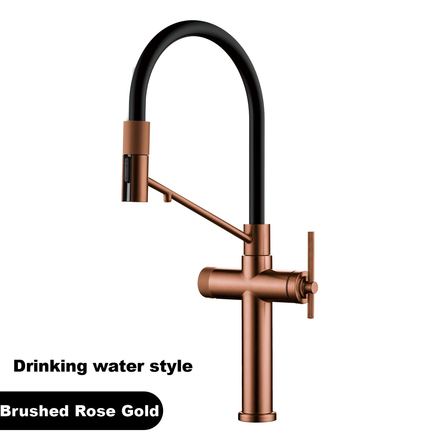 Modern chrome brass pull-out hot and cold water single hole kitchen faucet luxury 2 function drinking water mode sink faucet