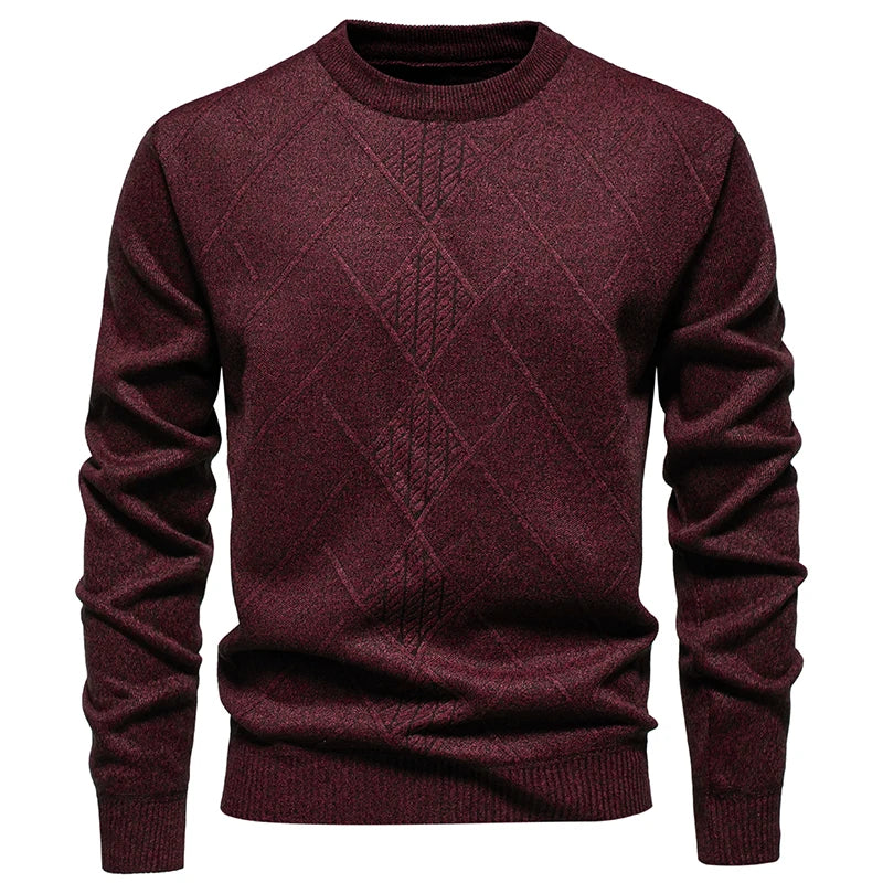 Autumn Winter Thick Knit Pullovers Men Solid Color Geometric Fashion Slim Fit Knitted Sweaters Mens Warm Casual Knitting Sweater.