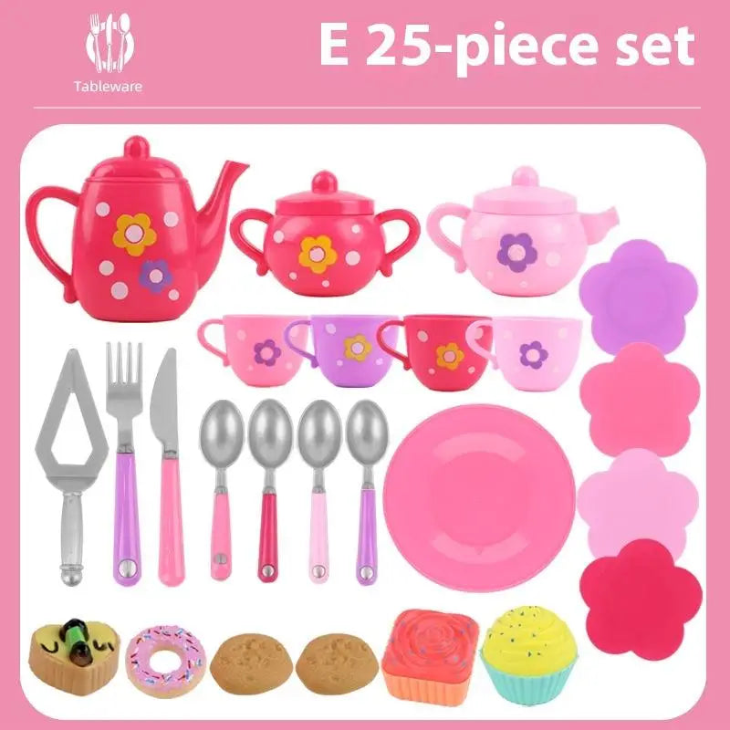 1 Set Plastic Teapot Teacup Food Pretend Play Toy Kids Simulation Tea Kit Kitchen Afternoon Tea Toys For Boy Girl Birthday Gift.