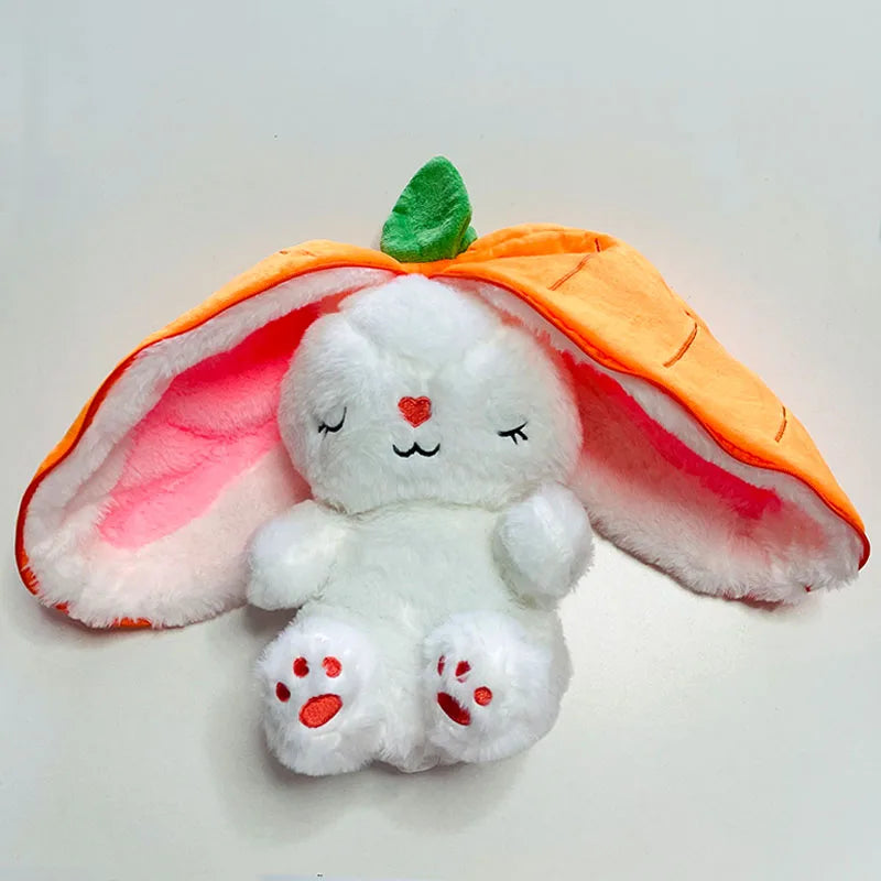 30cm Sleeping Light Doll Kid Birthday Gift Baby Music Strawberry Carrot Rabbit Plush Toys Stuffed Creative Into Bunny Transform.