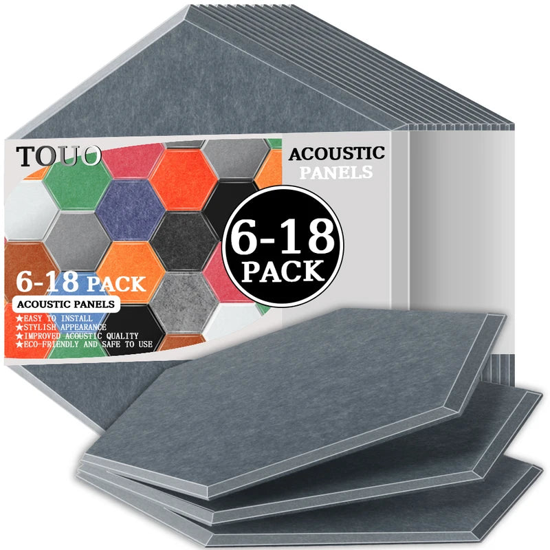 TOUO Acoustic Panels 6-18pc Noise Treatment Insulation Soundproofing Home Studio High Density Soundproof Wall Decor Bedroom