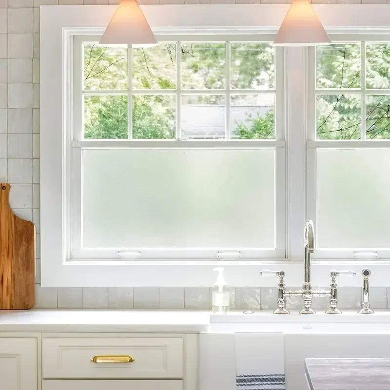 Matte white frosted window film self-adhesive glass sticker window decal privacy anti-ultraviolet for home office bathroom.