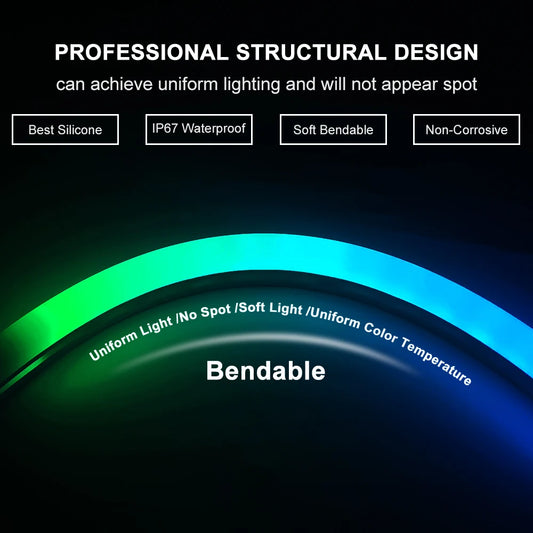 Black Led Neon Silica Gel Tube Diffuser Soft Rope Tube IP67 Waterproof For WS2812B SK6812 WS2811 5050 RGB Flexible Strip Light.