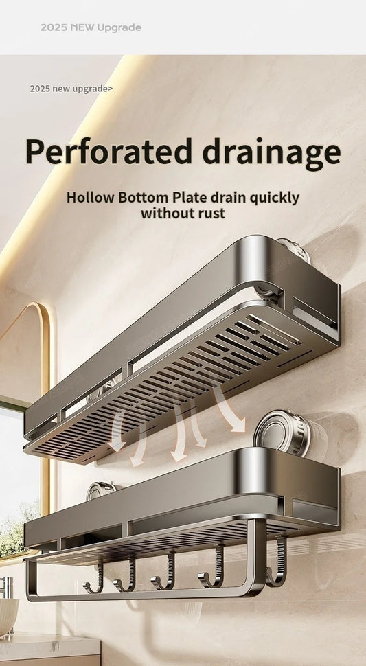 Kein Stanzen Saugnapf Saug Badezimmerregal Badezimmerregal Toilettenraum Aluminium Hängeregal Badezimmer Organizer Hängen an der Wand