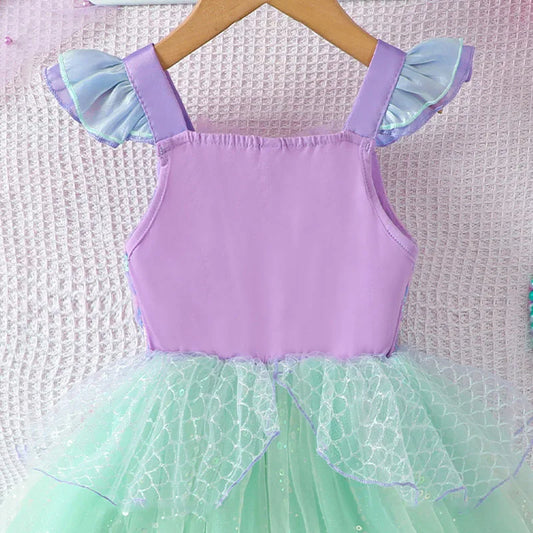 Mädchen Prinzessin Kleider Meerjungfrau Motto Party Sling Mesh Rock Pailletten Leistung Kostüm Geburtstag Kinder Kleidung Perle Säuglings Kleid.