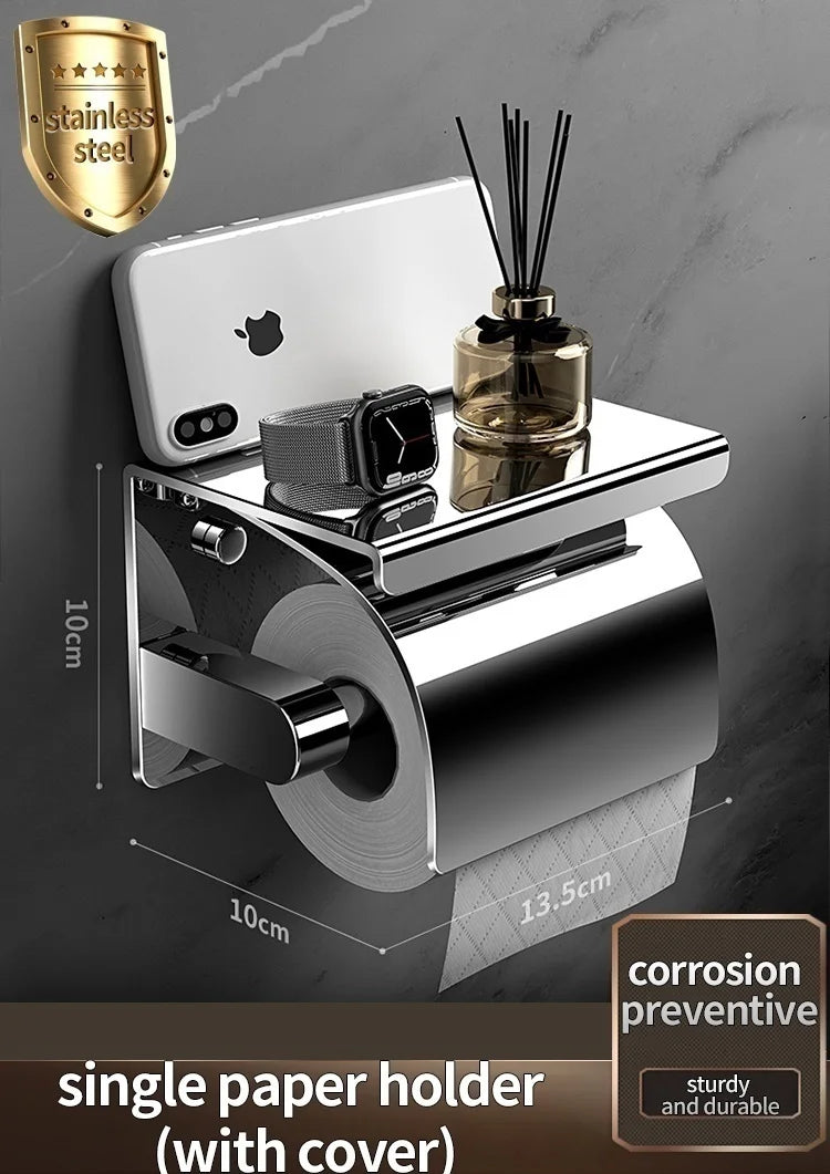 Badezimmer-Toilettenpapierhalter aus Edelstahl 304, wasserdichte Rollenpapierbox, Taschentuchbox, Halter, Badezimmer-Hardware-Zubehör