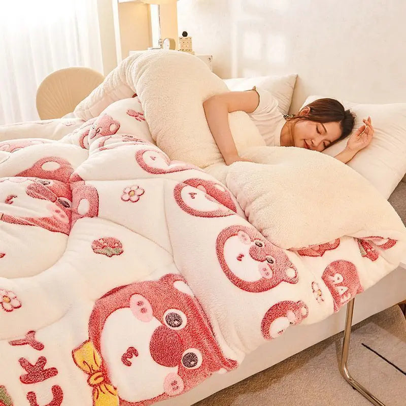 New winter quilt lamb wool autumn spring thickened super warm fiber - et constant temperature milk cashmere bedding comforter.