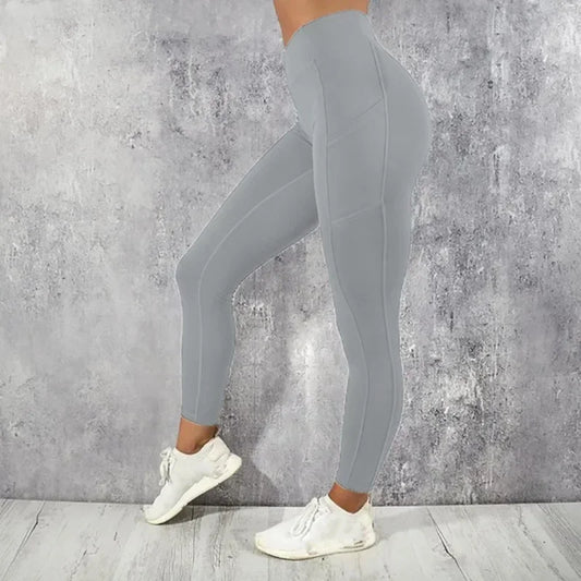 Yoga Fitness Women Leggings High Waist Tights with Pocket Gym Workout Running Stretchy Sexy Butt Liftting Casual Skinny Pants.