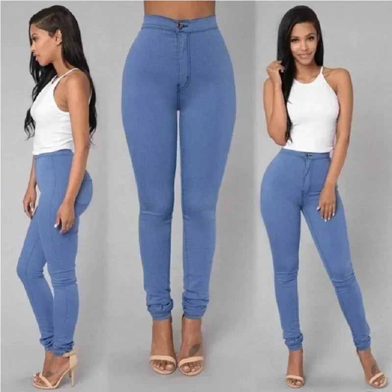 Einfarbig Dünne Jeans Frau Weiß Schwarz Hohe Taille Render Jeans Vintage Sexy Lange Hosen Femme Casual Bleistift Hosen Denim Jeans