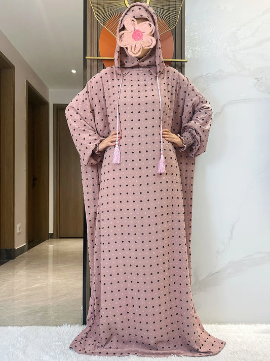 Latest Ramadan Soft Cotton Prayer Abaya Double Hats Dubai Turkey Islam Prayer Clothes Fabric Dresses Islam Women Dress Kaftan.
