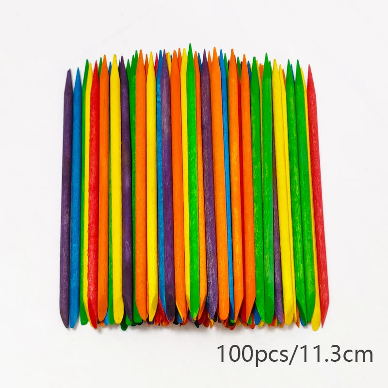 20/50/100pcs Nail Cuticle Pusher Wooden Design Drawing Painting Stick Remover Orange Wood Sticks for Nail Art Tools