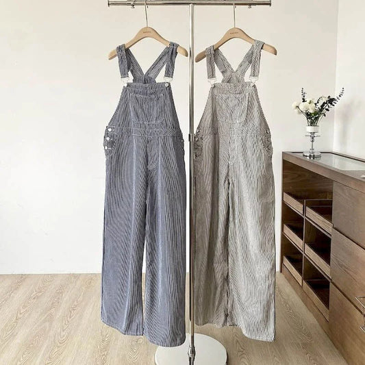 Jumpsuits Loose Casual Straight Pants American Style Jeans Vintage Artistic Rompers One Piece Outfits Autumn Women Clothing.