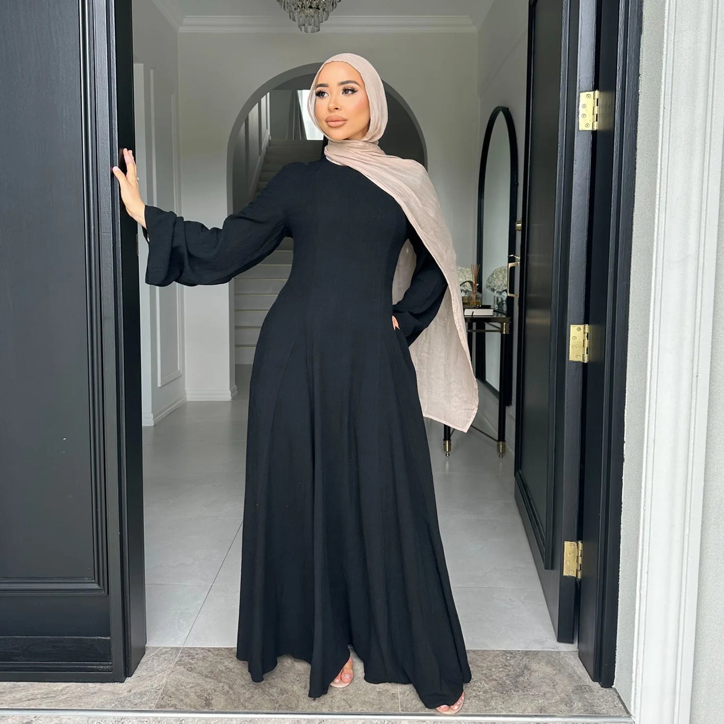 2025 Summer Arabic Muslim Women Modest Dress Eid Dubai Plain Abaya Islam Party Outfit Elegant Holiday Dresses Turkey Kaftan Robe